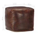 vidaXL Pouf 40 x 40 x 40 cm Marron foncé Cuir véritable de chèvre