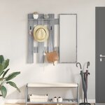 vidaXL Porte-manteau mural avec stockage avec miroir Gris sonoma 100 x 10 x 100 cm