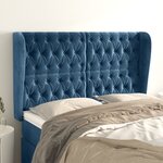 vidaXL Tête de lit avec oreilles Bleu foncé 163x23x118/128 cm Velours