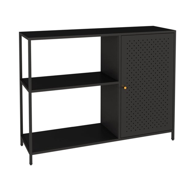 Armoire étagère 75 x 100 x 30 cm meuble de rangement métallique noir mat 03_0008919