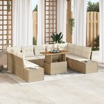 vidaXL Ensemble de canapé de jardin 10 pièces avec coussins Beige Rotin Synthétique