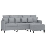 vidaXL Canapé à 3 places avec repose-pieds Gris clair 180 cm Tissu