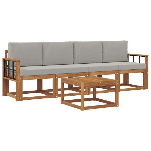 vidaXL Ensemble de canapés d'extérieur 5 pc Gris Naturel et Clair