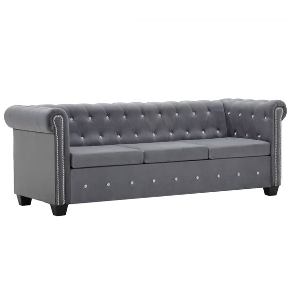 vidaXL Canapé à 3 places Revêtement en velours 199 x 75 x 72 cm Gris