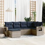 vidaXL Salon de jardin 6 Pièces avec coussins gris résine tressée