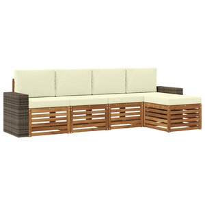 vidaXL Ensemble de canapés d'extérieur 5 pc Naturel et Crème