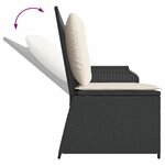 vidaXL Banc inclinable de jardin avec coussins noir résine tressée