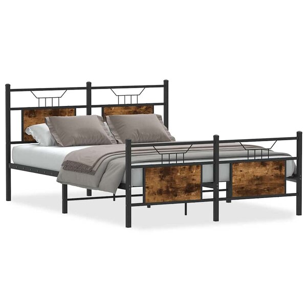 vidaXL Cadre de lit sans matelas chêne fumé 140x200 cm bois ingénierie