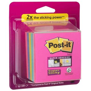 Bloc-note cube Super Sticky Notes 76 x 76 mm 440 Feuilles Rainbow POST-IT