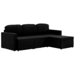 vidaXL Canapé-lit modulaire 3 places Noir Tissu