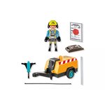 PLAYMOBIL 71752 - Action Heroes Ouvrier avec marteau-piqueur et signalisation