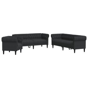 vidaXL Ensemble de canapés 3 Pièces noir tissu