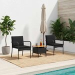 vidaXL Ensemble de jardin Noir polyrotin