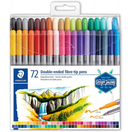 Boîte de 72 crayons feutre de couleur - double pointe - assortis