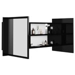 vidaXL Armoire à miroir de bain à LED Noir brillant Acrylique