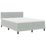 vidaXL Lit à ressort LED avec matelas Gris clair 160 x 200 cm Velours