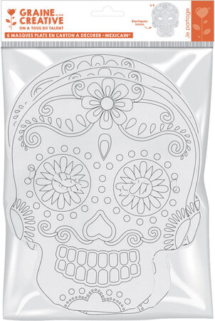 Masque Plat en Carton Tête Mexicaine 6 pièces