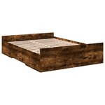 vidaXL Cadre de lit et tiroirs chêne fumé 120x190 cm bois d'ingénierie
