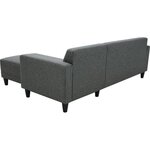 Canapé d'angle fixe 4 places BOB - Tissu anthracite - Réversible - 197 x 117 x 65 cm