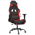 vidaXL Chaise de jeu avec repose-pied Noir et rouge Similicuir