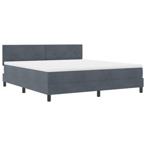 vidaXL Lit à ressort LED avec matelas Gris foncé 180 x 200 cm Velours