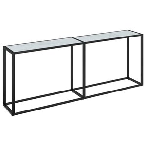 vidaXL Table console Marbre blanc 200x35x75 5 cm Verre trempé