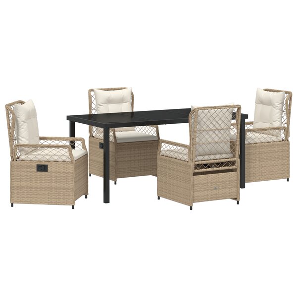 vidaXL Ensemble de jardin de 5 pièces en poly rotin beige