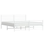 vidaXL Cadre de lit métal avec tête de lit/pied de lit blanc 193x203cm