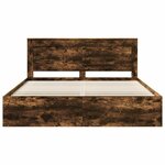 vidaXL Cadre de lit Chêne fumé 200 x 200 cm Pin massif