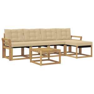 vidaXL Ensemble de canapés d'extérieur 6 Pièces Blanc et Beige
