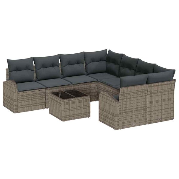 vidaXL Ensemble de canapé de jardin 9 Pièces Gris et gris foncé