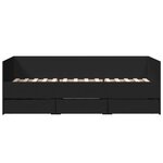 vidaXL Lit de jour avec tiroirs noir 75x190 cm bois d'ingénierie