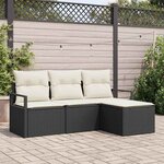 vidaXL Ensemble de canapé de jardin avec coussin 4 Pièces Noir  Crème