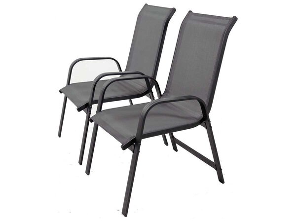 Fauteuil jardin Alu/Textilène "Porto" - Phoenix - Gris foncé - Lot de 2