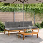 vidaXL Canapés centraux palette de jardin et coussins 2Pièces bois acacia