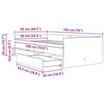 vidaXL Cadre de lit avec tiroir Bois Ancien 90 x 190 cm Pin massif