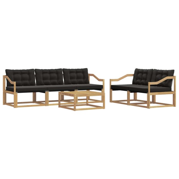 vidaXL Ensemble de canapés d'extérieur 6 pc Blanc et noir