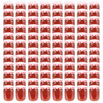 vidaXL Pots à confiture Couvercle blanc et rouge 96 Pièces Verre 230 ml