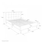 Lit capitonné avec matelas 140x200 et sommier à lattes - gris