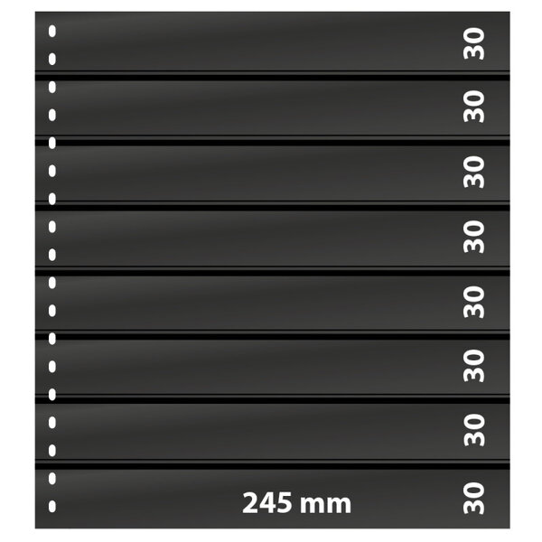 Feuilles de classement Omnia Lindner à 8 bandes pour timbres-poste. Fond - Noir