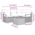 vidaXL Ensemble de canapé de jardin avec coussin 5 Pièces Noir polyrotin