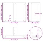 vidaXL Pieds de table basse en T  2 pièces  noir  50 x 25 x (42-43) cm  acier