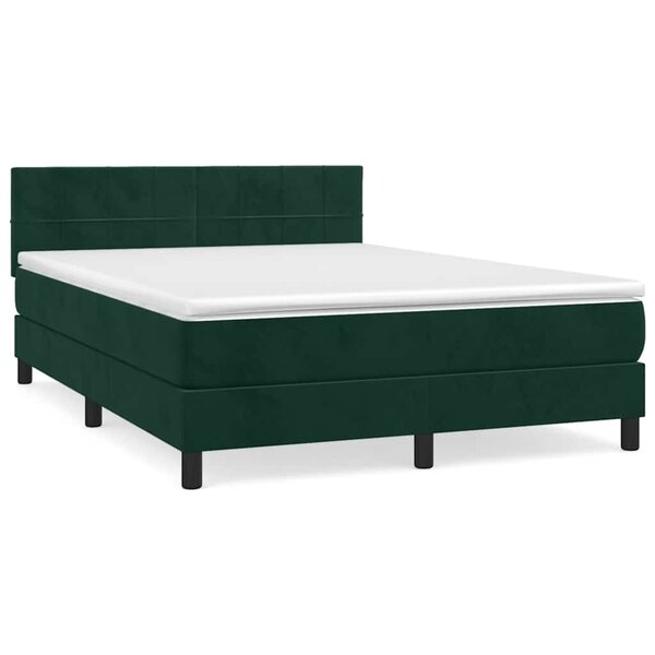 vidaXL Sommier à lattes de lit et matelas Vert foncé 140x190cm Velours