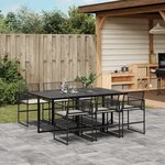 vidaXL Ensemble à manger de jardin coussins 7 Pièces noir résine tressée