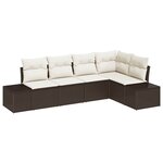 vidaXL Ensemble de canapé de jardin 5 Pièces Marron Poly rotin