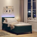 vidaXL Lit à ressort LED avec matelas Vert foncé 90 x 200 cm Velours