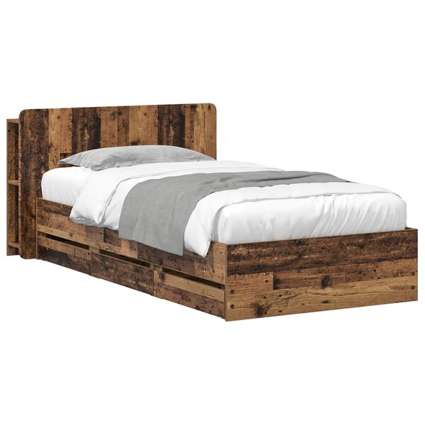 vidaXL Cadre de lit avec rangement Bois ancien 80 x 200 cm