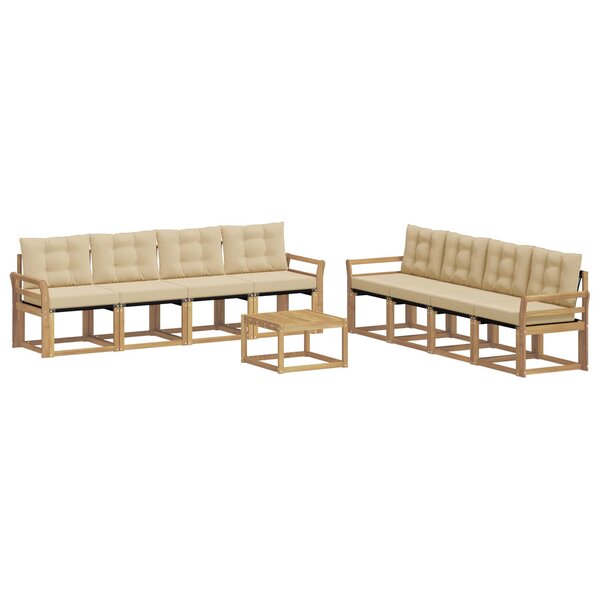 vidaXL Ensemble de canapés d'extérieur 9 Pièces Blanc et Beige