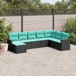 vidaXL Salon de jardin 8 Pièces avec coussins noir résine tressée