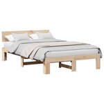 vidaXL Cadre de lit avec tête de lit Naturel 140 x 190 cm Pin massif